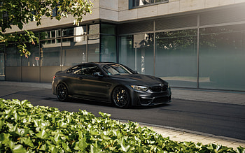 BMW M4, F82, front view, exterior, matte black M4, M4 F82 tuning, German cars, BMW HD wallpaper