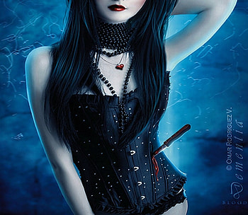 __bloody_dementia, blue, blood, heart, fantasy HD wallpaper