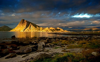 Nature, Sunset, Sky, Twilight, Mountain, Lake, Dusk, Illumination, Lighting HD wallpaper