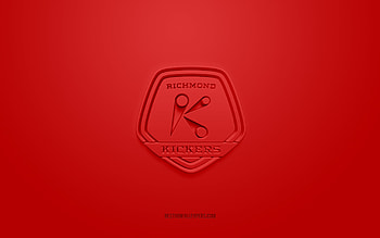 Richmond Kickers, creative 3D logo, red background, American soccer team, USL League One, Richmond, USA, 3d art, soccer, Richmond Kickers 3d logo HD wallpaper