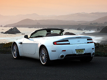 Sunset, Mountains, Aston Martin, Cars, Back View, Rear View, Cabriolet, 2008, V8, Vantage HD wallpaper
