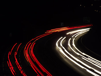 Night, Lights, Dark, Road, Turn, Long Exposure HD wallpaper