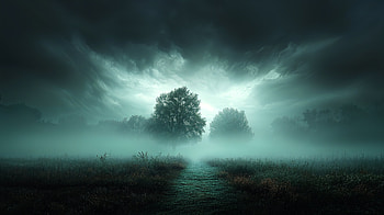Misty Pathway: Enchanted Foggy Forest, mist, path, fog, tree, landscape HD wallpaper