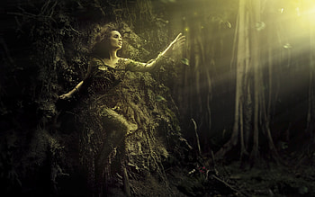 Fantasy Roots Girl, sexy, hot, girl, cgi, dark, tree, babe, roots, fantasy HD wallpaper