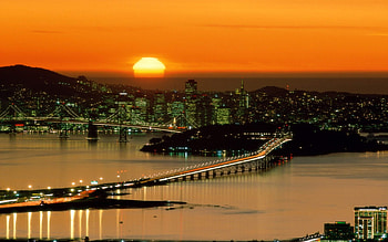 Midnight Sun, bridge, twilight, water, city HD wallpaper