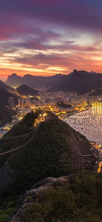 Rio de Janeiro, Cityscape, Evening sunset HD phone wallpaper