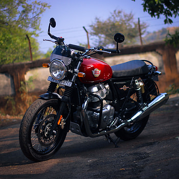 Interceptor canyon red, motorcycle, sky HD phone wallpaper
