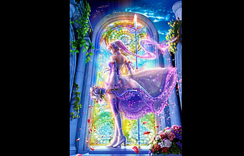 Fantasy beauty, blue, bouquet, black, church, dress, rose, petals, flower, white, girl, shoe, pink, fantasy, light, green, yellow, bride HD wallpaper