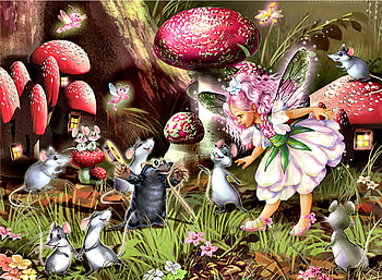 Fairy, Mice and Mole, art, beautiful, mice, mole, illustration, fairy, artwork, wide screen, painting, fantasy, abstract HD wallpaper