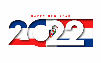 Happy New Year 2022 Dominican Republic, white background, Dominican Republic 2022, Dominican Republic 2022 New Year, 2022 concepts, Dominican Republic, Flag of Dominican Republic HD wallpaper