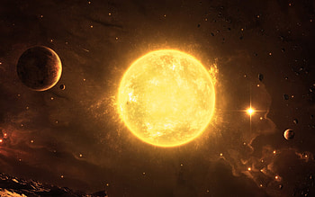 Sun, Planetary system, Fantasy backdrop, Celestial bodies HD wallpaper