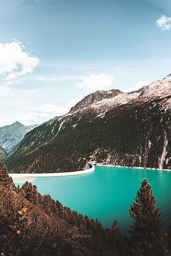 Landscape, Nature, Trees, Mountains, Lake, Slopes HD phone wallpaper