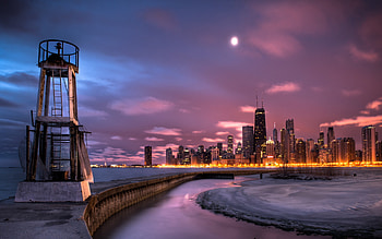 Chicago Skyline, Travels, Dual monitor HD wallpaper