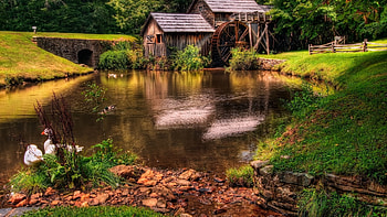 Landscape, Houses, Rivers HD wallpaper