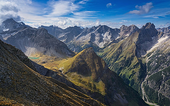 Alps in Austria, Austria, Alps, mountains, valley HD wallpaper