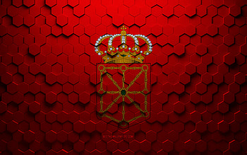 Flag of Navarre, honeycomb art, Navarre hexagons flag, Navarre 3d hexagons art, Navarre flag HD wallpaper