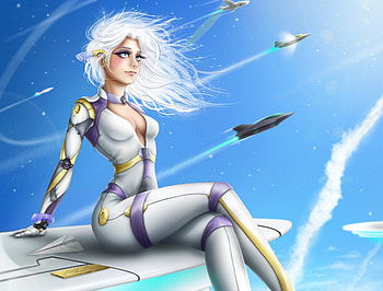 Future Rocket Plane Fantasy Anime Girl, anime-girl, anime, fantasy-girl HD wallpaper