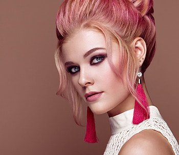 Makeup, gorgeous woman, colorful hairs, model HD wallpaper