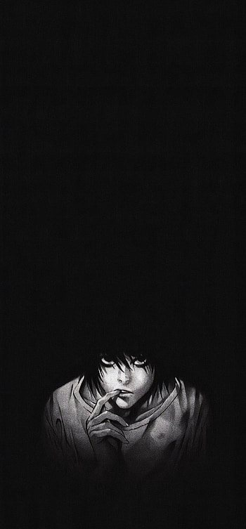 L quality improv+grain, light yagami, black, dark, princegupta, death note, anime, animation, kira HD phone wallpaper