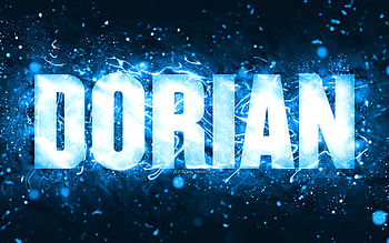 Happy Birtay Dorian, , blue neon lights, Dorian name, creative, Dorian Happy Birtay, Dorian Birtay, popular american male names, with Dorian name, Dorian HD wallpaper