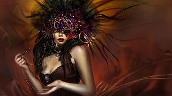 Hiding Behind The Mask, girl, mystery, feathers, mask HD wallpaper