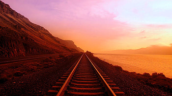 The Long Walk To No Where - Columbia River, British Columbia, Railroad, colors, sky, canada, mountains HD wallpaper