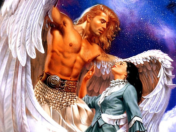 Archangel Michael, wings, blonde, fantasy, love, brunette, angel HD wallpaper