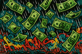 Raining Money Ultra – Cash Shower in High Definition, money, rain, graffiti, Street Art HD wallpaper