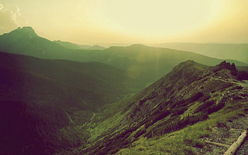 Nature, Grass, Sky, Mountains, Vertex, Top HD wallpaper