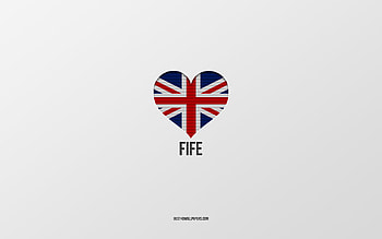 I Love Fife, British cities, Day of Fife, gray background, United Kingdom, Fife, British flag heart, favorite cities, Love Fife HD wallpaper