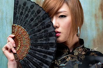 Hwang Mi Hee, kimono, black, model, asian, prety HD wallpaper