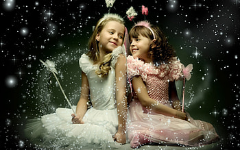 angels, star, moon, cute, girl HD wallpaper