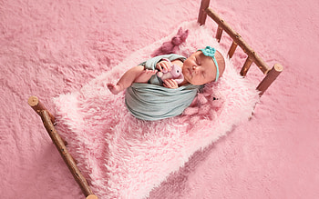 :), blue, pink, bed, cute, baby, girl, copil, child HD wallpaper