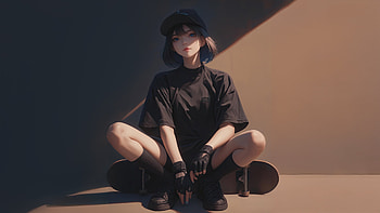 Skateboarding Girl , artist, artwork, art, digital-art, ai, skateboard HD wallpaper