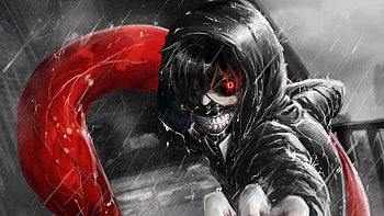 Preview kaneki ken, tokyo ghoul, look, gesture, claw, rain HD wallpaper