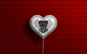 I Love Michoacan de Ocampo, , realistic balloons, red wooden background, Day of Michoacan de Ocampo, mexican states, flag of Michoacan de Ocampo, Mexico, balloon with flag, States of Mexico, Michoacan de Ocampo flag, Michoacan de Ocampo HD wallpaper