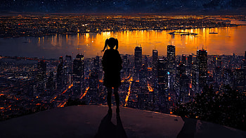 Urban Enigma Anime In The City Shadows, anime-girl, anime, ai-girls, ai, artist, artwork, digital-art, pixiv HD wallpaper