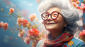 AI-Generated Joyful Grandmother in Spring Blossoms, woman, Grandmother HD wallpaper