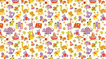 Texture, animal, white, paper, pink, yellow, red, child, pattern HD wallpaper