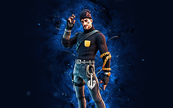 Winter Hunter Guild, , blue neon lights, Fortnite Battle Royale, Fortnite characters, Winter Hunter Guild Skin, Fortnite, Winter Hunter Guild Fortnite HD wallpaper