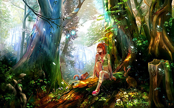 For > Anime Forest HD wallpaper