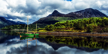 Green boat, Green, Boat, Lake, Nature, Mountain HD wallpaper