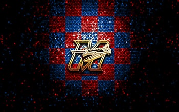 Melbourne Aces, glitter logo, ABL, red blue checkered background, baseball, australian baseball team, Melbourne Aces logo, mosaic art HD wallpaper