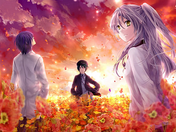 A-B, wings, anime, cute, angel, girl, guy HD wallpaper