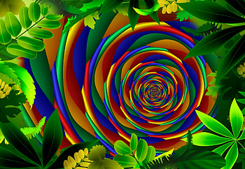 Jungle look, abstract, pretty, bright, green, jungle, fractal, foliage HD wallpaper
