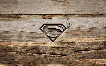 Superman wooden logo, , wooden backgrounds, superheroes, Superman logo, creative, wood carving, Superman HD wallpaper