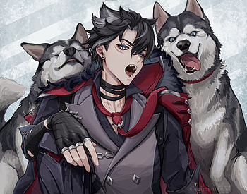 Genshin Impact Wriothesley with Huskies, Wriothesley (Genshin Impact), video game, Genshin Impact HD wallpaper