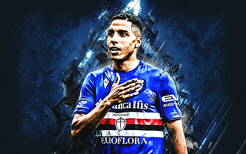 Abdelhamid Sabiri, Sampdoria, German footballer, attacking midfielder, portrait, blue stone background, football, Unione Calcio Sampdoria, Serie A, Italy HD wallpaper