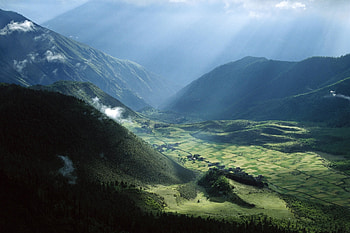 Nature, Fields, Mountains, Clouds, Asia, Greens, Height, Meadows, Slopes HD wallpaper