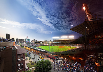 Wrigley Field Day to Night HD wallpaper